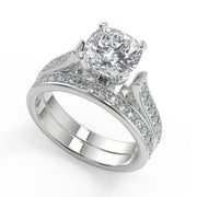 Cameron 4 Prong Pave Cushion Cut Diamond Engagement Ring - Nivetta